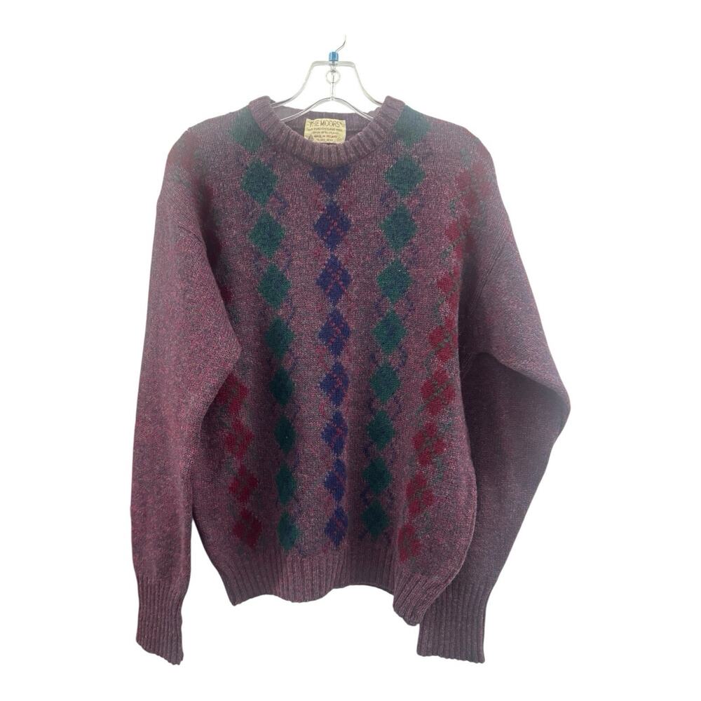 Vintage The Moors Shetland Wool Scotland Ireland Purple Sweater Men’s Medium